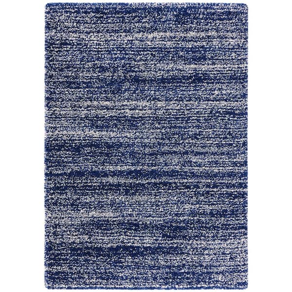 Hudson Shag 2 ft. x 3 ft. Navy/Ivory Solid Marle Area Rug
