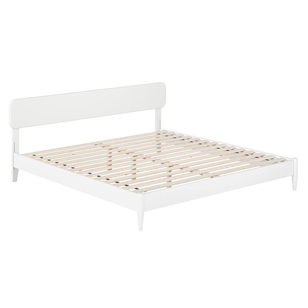 Florence White King Solid Wood Low Profile Platform Bed