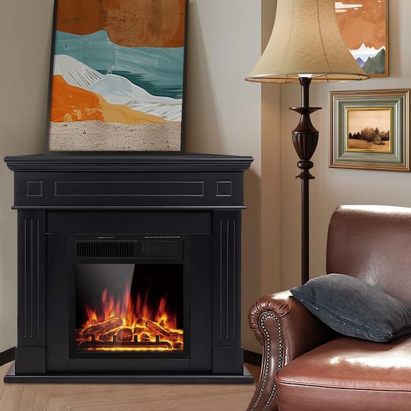 R.W.FLAME 43 in. Corner Freestanding Wooden Electric Fireplace in
