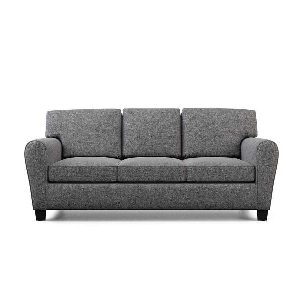 Brookside Abby 88 In. Charcoal Polyester Upholstered 3-Seater Rolled ...