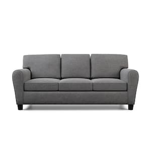 Abby 88 in. Charcoal Polyester Upholstered 3-Seater Rolled Arm Sofa