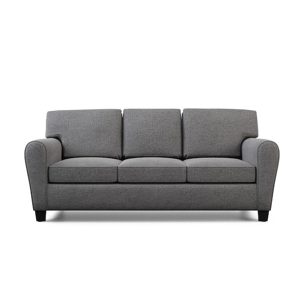 Brookside Abby 88 in. Charcoal Polyester Upholstered 3-Seater Rolled ...