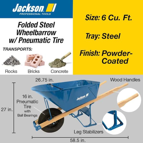 6 cu. ft. Heavy Gauge Folded Steel Wheelbarrow