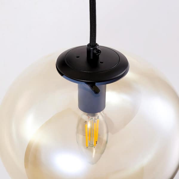 11 in. 1-Light Black Round Modern Wall Sconces with Clear Glass Shade (Bulbs Not Included)