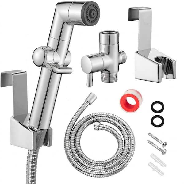 Handheld Bidet Sprayer Attachment with Hose, Bracket and T-Valve, Dual Jet and Soft Spray Modes for Toilet