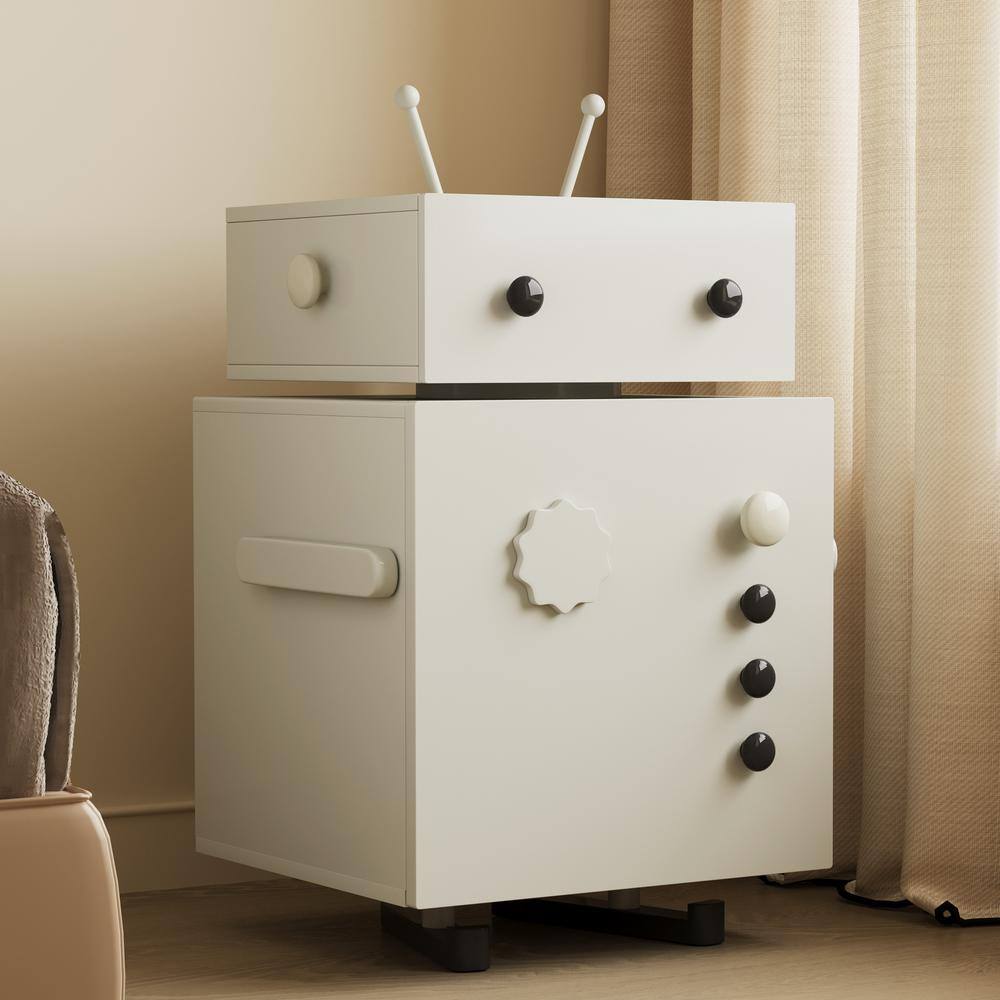 15.74 in. white Rectangle MDF End Table