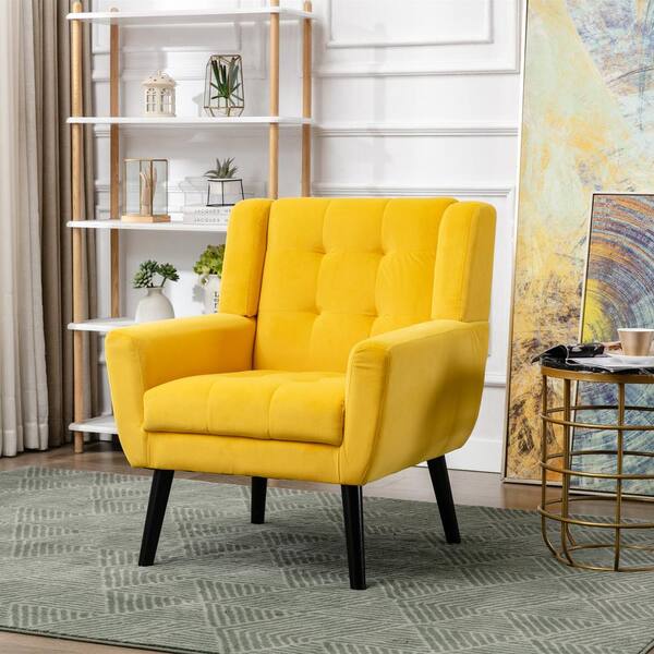 yellow linen chair