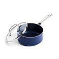 14 Piece Blue Diamond-Infused Nonstick Cookware Set with Glass Lids