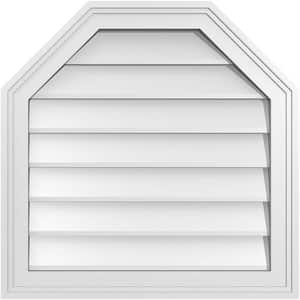 22 in. x 22 in. Octagonal Top Surface Mount PVC Gable Vent: Decorative with Brickmould Frame