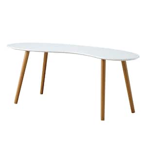 Oslo 48 in. White/Bamboo Large Specialty Wood Coffee Table