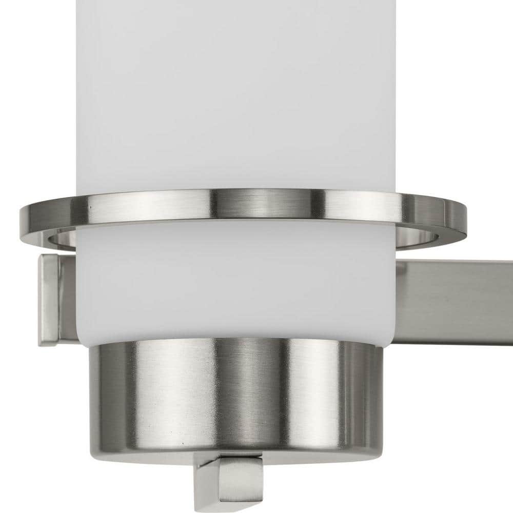 Reiss Brushed Nickel 4-Light Vanity with White Glass Shades