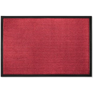 Indoor Outdoor Doormat Maroon 36 in. x 60 in. Stripes Floor Mat