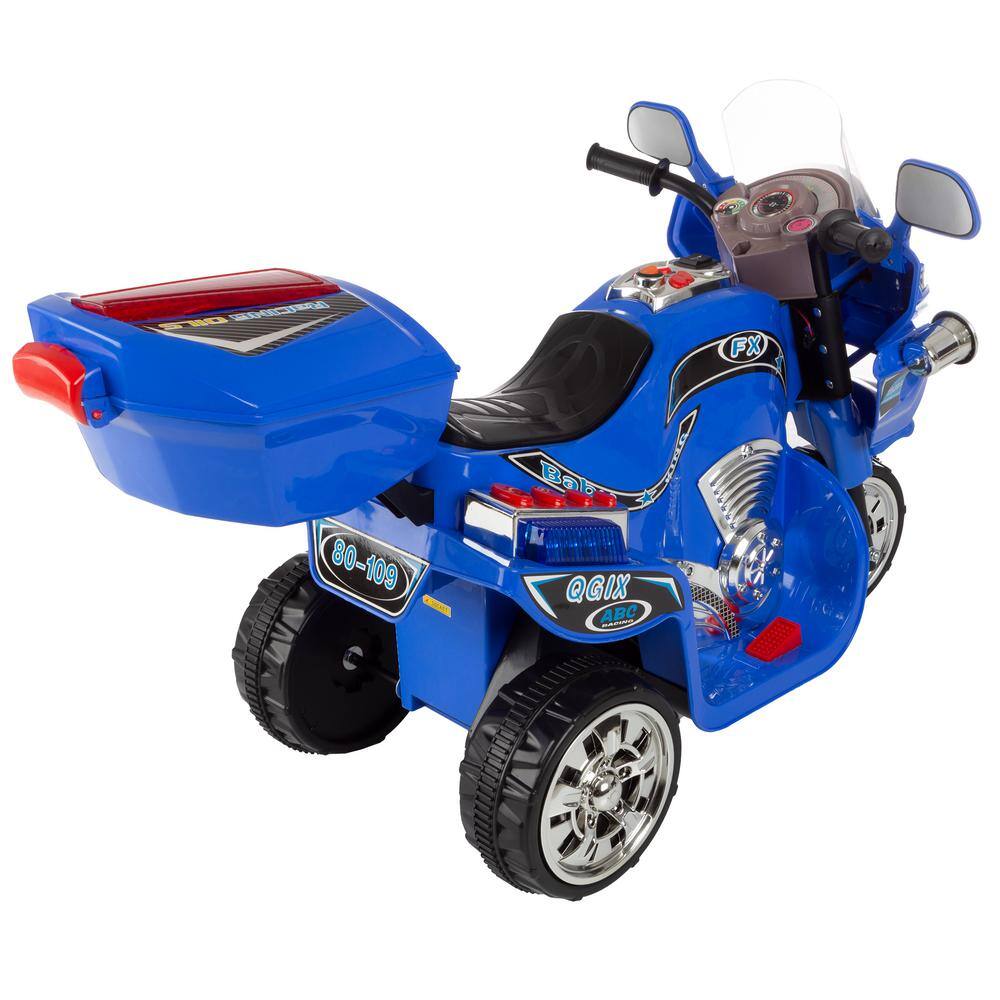 Blue 6V Electric 3-Wheel Motorcycle with Headlights