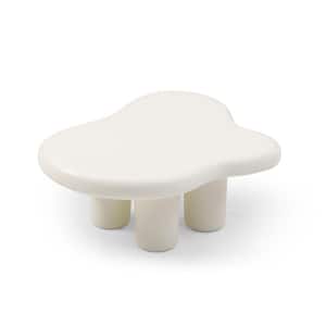 35.4 in. Beige Cute Cloud Specialty Fiberglass Coffee Tables for Living Room (No Need Assembly)