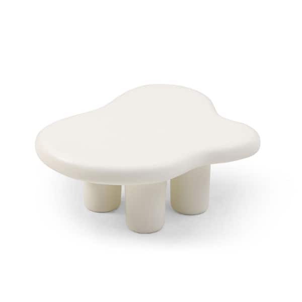 Unbranded 35.4 in. Beige Cute Cloud Specialty Fiberglass Coffee Tables for Living Room (No Need Assembly)