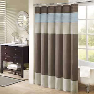 Amherst Blue 72 in. Faux Silk Shower Curtain