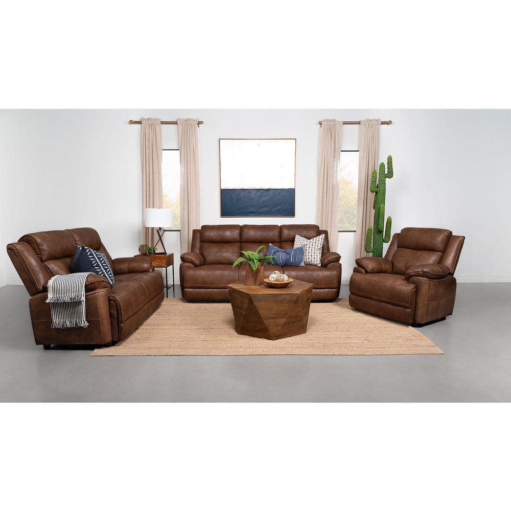 Brown Faux Leather Transitional Accent Chair