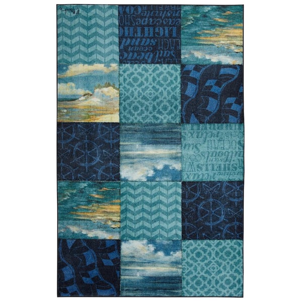 Mohawk Home Beachscape Patchwork Blue 8 ft. x 10 ft. Area Rug