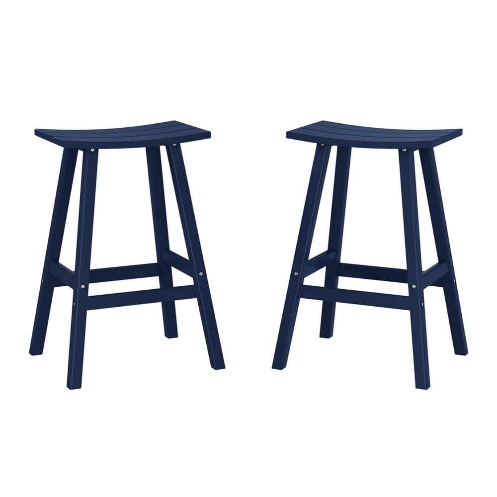 Franklin Navy Blue 24 in. Poly HDPE Fade Resistant Outdoor Patio Saddle Seat Counter Height Bar Stool (Set of 2) price history on PriceWatchPro