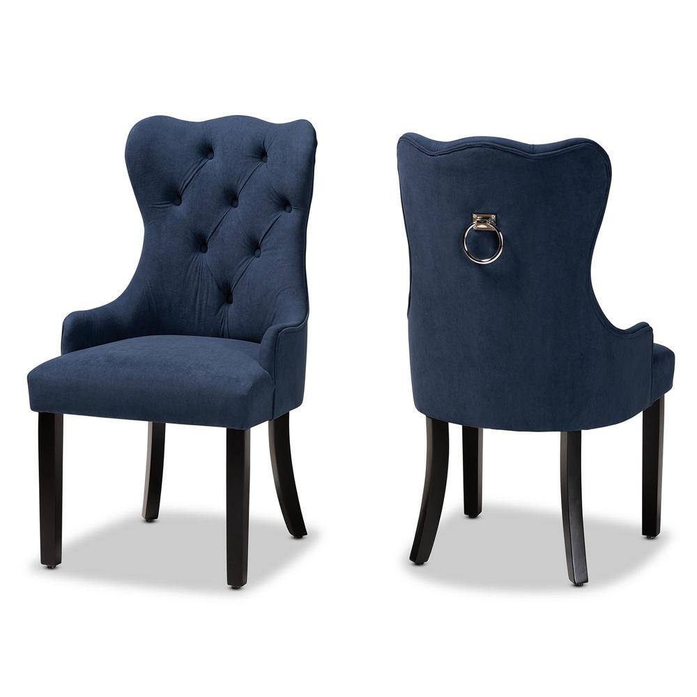 UPC 193271256280 product image for Fabre Navy Blue and Dark Brown Dining Chair (Set of 2) | upcitemdb.com