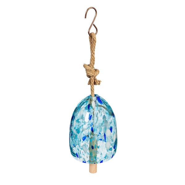 8 in. Art Glass Speckle Light Blue Bell Chime
