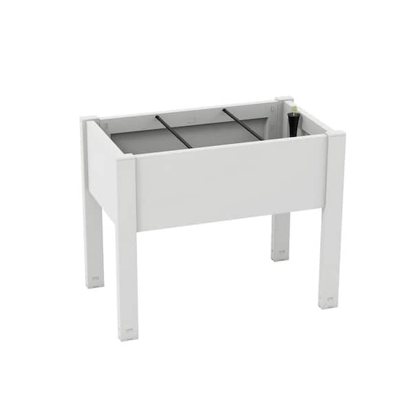 Costway 30 in. L x 18 in. W x 24 in. H Modular Self-Watering White Plastic Raised Beds