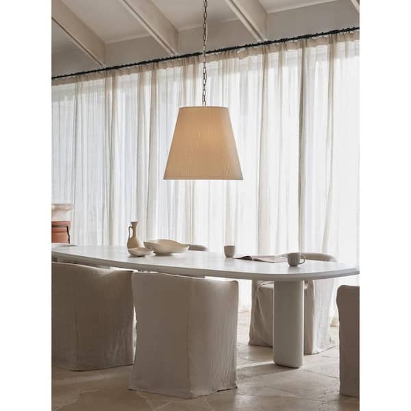 Amici 3 Lights Bronze Pendant Light with Pleated Natural Linen Shade, No Bulbs Included