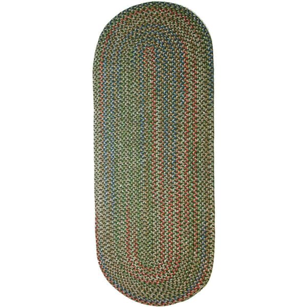 Rhody Rug Kennebunkport Sage Multi 2 ft. x 6 ft. Indoor/Outdoor Braided Runner Rug