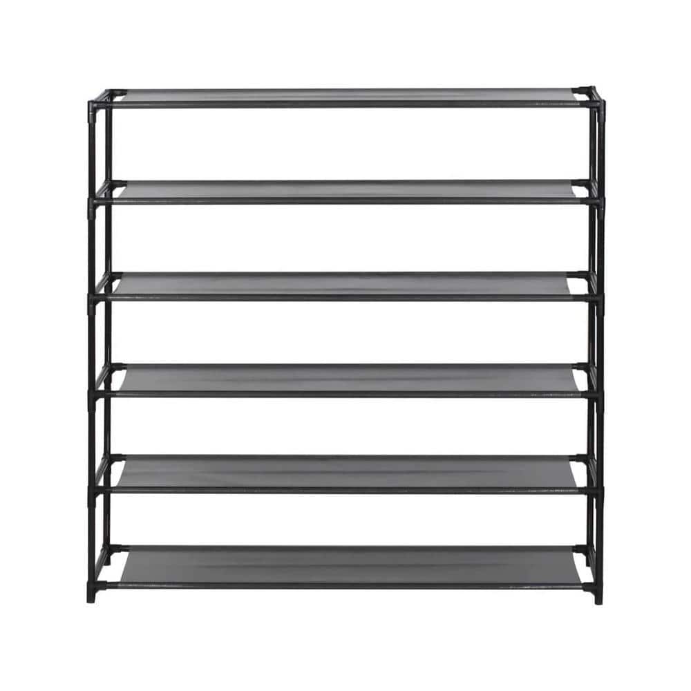 J&V TEXTILES 40 in. H x 43 in. W 30-Shoe-Pair Black Stainless Steel ...