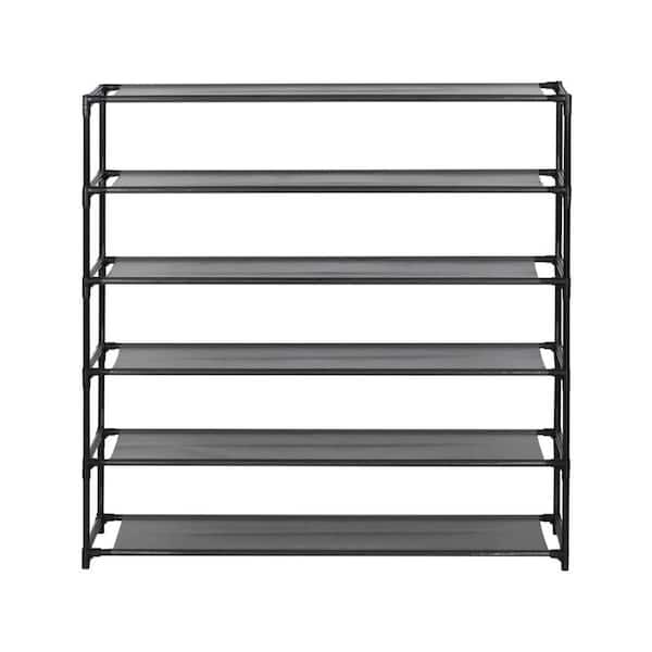 40 in. H x 43 in. W 30-Shoe-Pair Black Stainless Steel Stackable Shoe Rack
