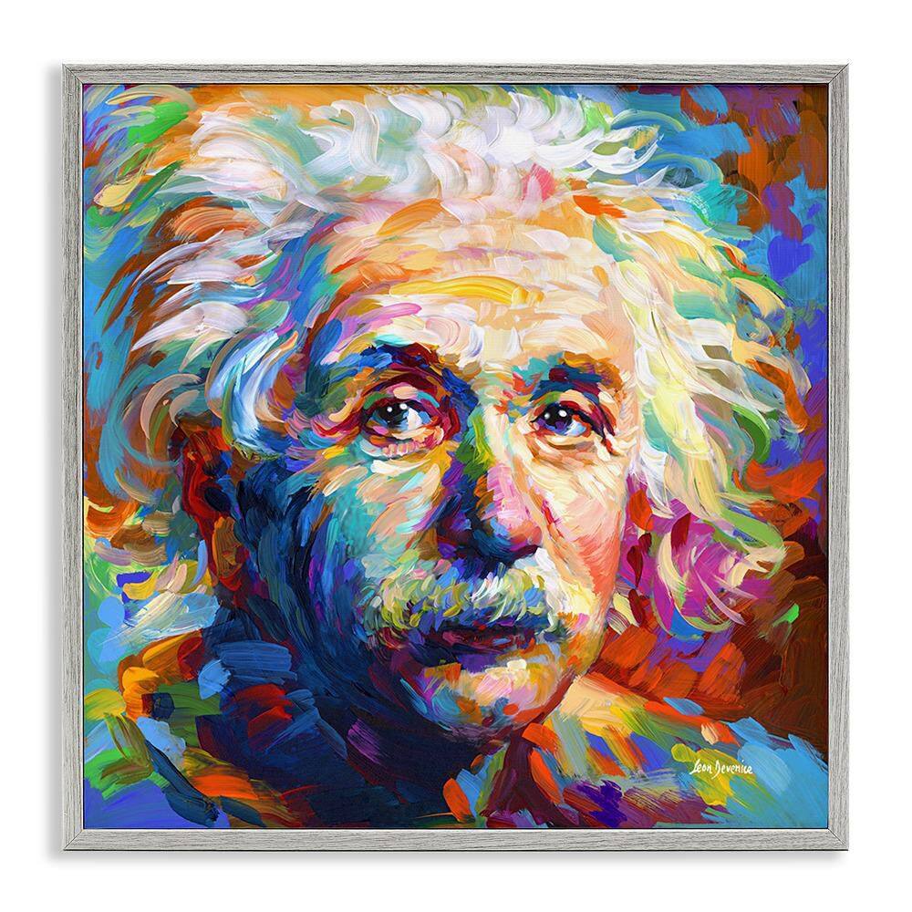 Abstract Albert Einstein Portrait by Leon Devenice 1 Piece Gray Framed People Giclee Art Print 12 in. x 12 in. price history on PriceWatchPro