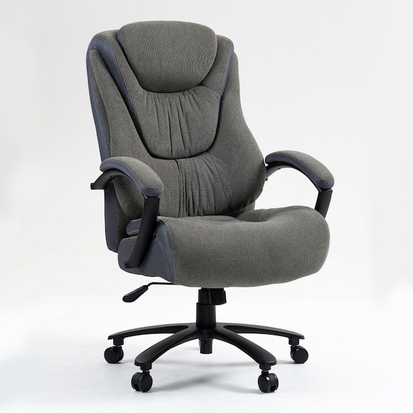 Hale Cotton Fabric Swivel Executive Office Chair Ergonomic Task Chair in Grey with Lumbar Support,Padded Arms,High Back