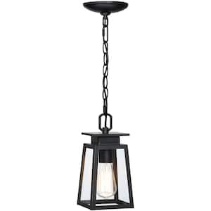 52.13 in. L 1-Light Black Modern Pendant Light Hanging Lighting Light Fixture Metal Ceiling Light with Glass Shade