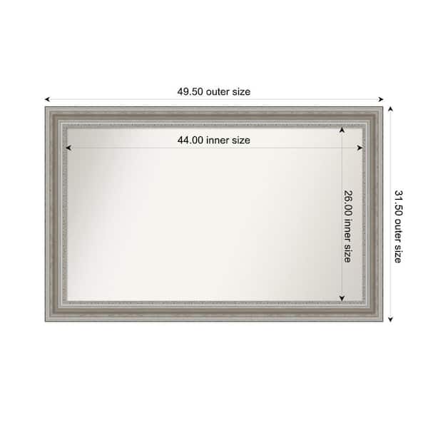 Amanti Art Parlor Silver 49.5 in. x 31.5 in. Custom Non-Beveled Recycled Polystyrene Framed Bathroom Vanity Wall Mirror