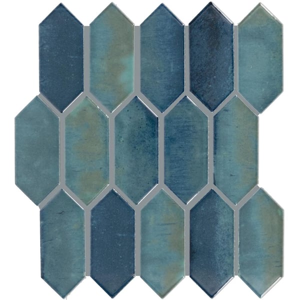 Daltile Miramo Aqua 12 in. x 11 in. Glazed Ceramic Picket Mosaic Tile (8.76 sq. ft./case)