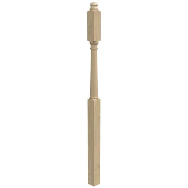 EVERMARK Stair Parts 4945 60 in. x 3 in. Unfinished Poplar Mushroom Top Newel Post for Stair Remodel