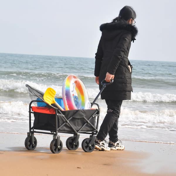 1.44 cu. ft. Folding Steel Wagon Shopping Beach Garden Cart