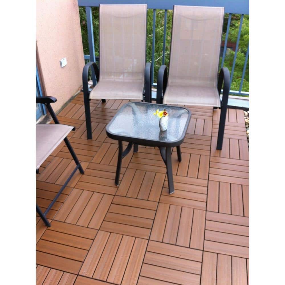 Peruvian Teak 12" x 12" Composite Interlocking Deck Tile