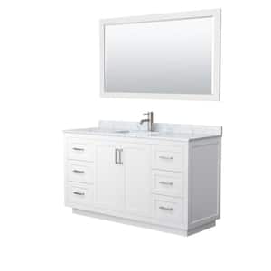 Miranda 60 in. W Single Bath Vanity in White with Marble Vanity Top in White Carrara with White Basin and Mirror