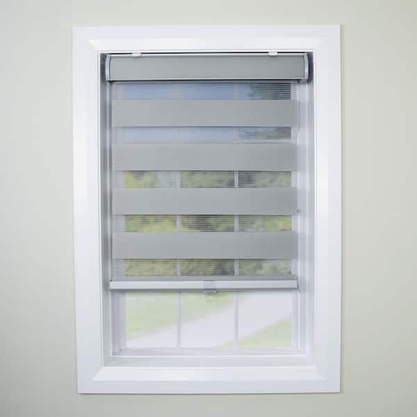 Versailles Home Fashions Pewter Cordless Light Filtering Polyester Zebra Shade 48 in. W x 72 in. L