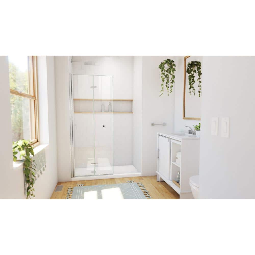Aqua-Q Fold Frameless Brushed Nickel Bi-Fold Shower Door