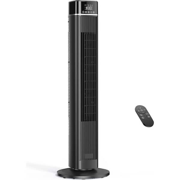 40 in. 3-Speeds Tower Fan in Black with Remote, 90° Oscillating, 4 Modes,12H Timer, LED Display, 27ft/s Velocity