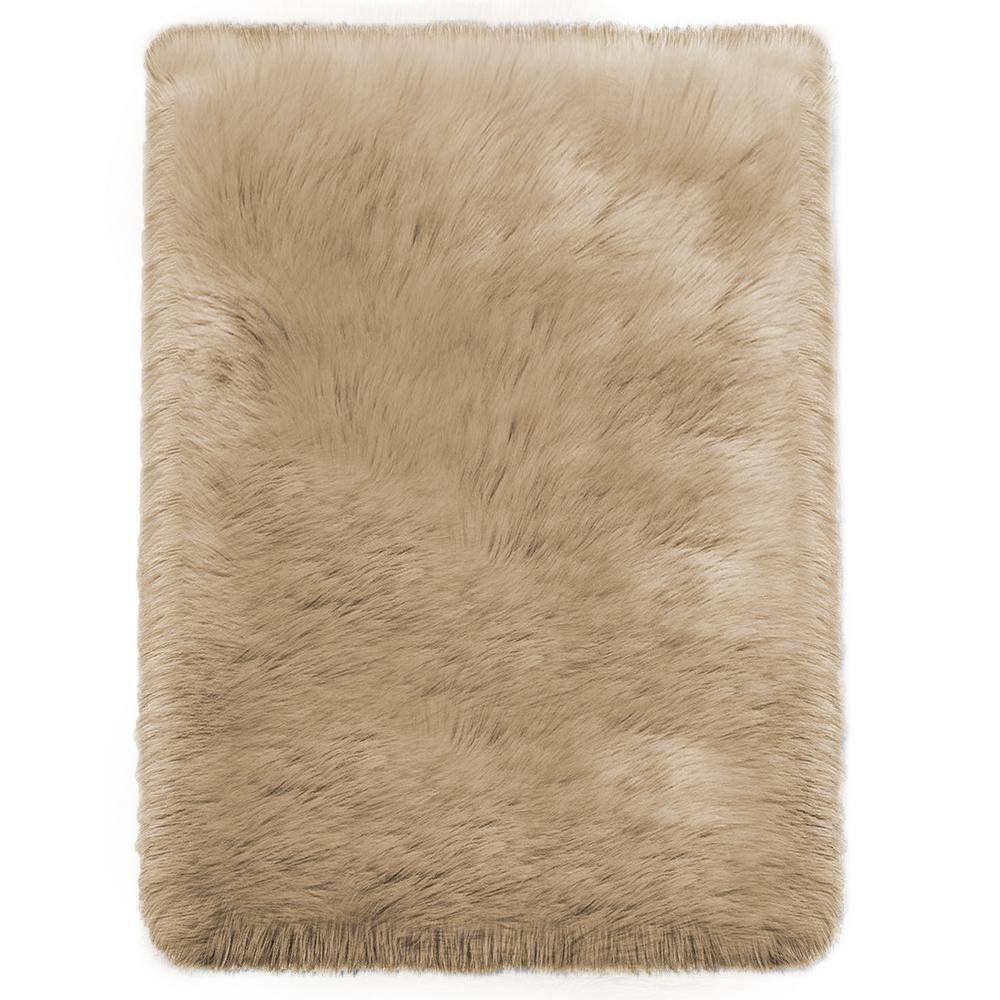 Sheepskin Faux Fur Beige 3 ft. x 5 ft. Cozy Fluffy Rugs Area Rug price history on PriceWatchPro