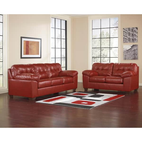 Flash Furniture Signature Design by Ashley Alliston 2-Piece Red Salsa DuraBlend Living Room Set