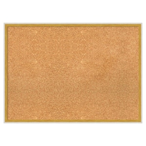 Paige White Gold Wood Framed Natural Corkboard 29 in. x 21 in. bulletin Board Memo Board