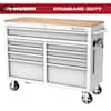 Husky Tool Storage 46 in. W x 18 in. D 9-Drawer Gloss White Mobile Workbench Cabinet H46X18MWC9WHT