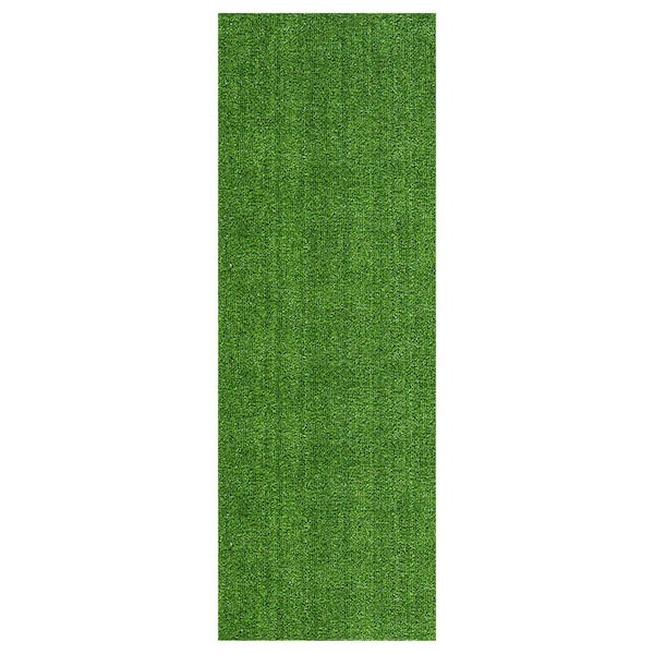 Meadowland Collection Waterproof Solid 2x5 Indoor/Outdoor Artificial Grass Runner Rug, 22 in. x 59 in., Green