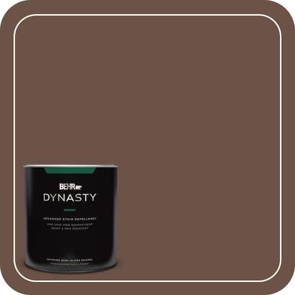 BEHR DYNASTY 1 qt. #MQ2-05A Authentic Brown One-Coat Hide Semi-Gloss Enamel Interior Stain-Blocking Paint and Primer