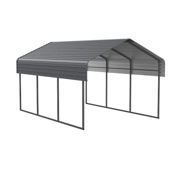 10 ft. W x 15 ft. D x 8.4 ft. H Black Metal Carport, Garage Car Shelter with Enhanced Base and Galvanized Steel Roof