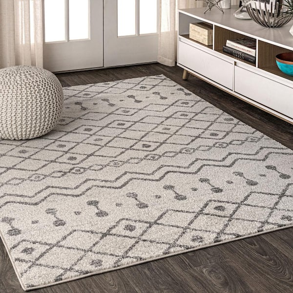 JONATHAN Y Aksil Moroccan Beni Souk Cream/Gray 5 ft. x 8 ft. Area Rug